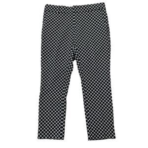 Banana Republic Jacquard Hampton Cropped Pants Black White Sz 6 Preppy Old Money